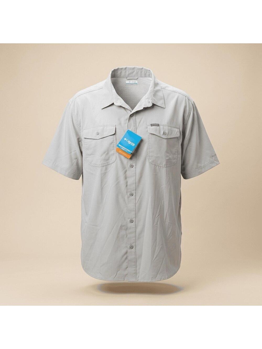 NWT Columbia Omni Shade Omni Wick Gray Short Slv XXL Shirt 40 UPF Hiking Fishing